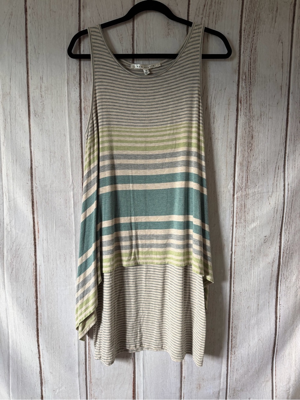 Max Studio Striped Asymmetrical Layered Hem Tank Dress Size M